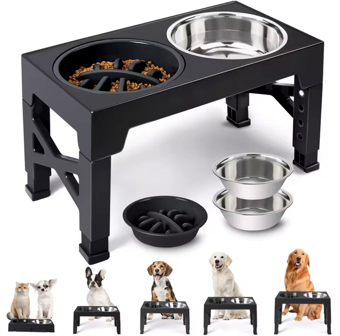 🐶 Adjustable Elevated Dog Feeder